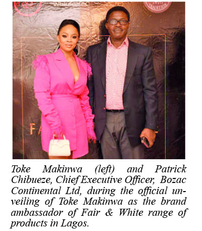 Pomp and glamour as Toke Makinwa becomes Fair & White ambassador